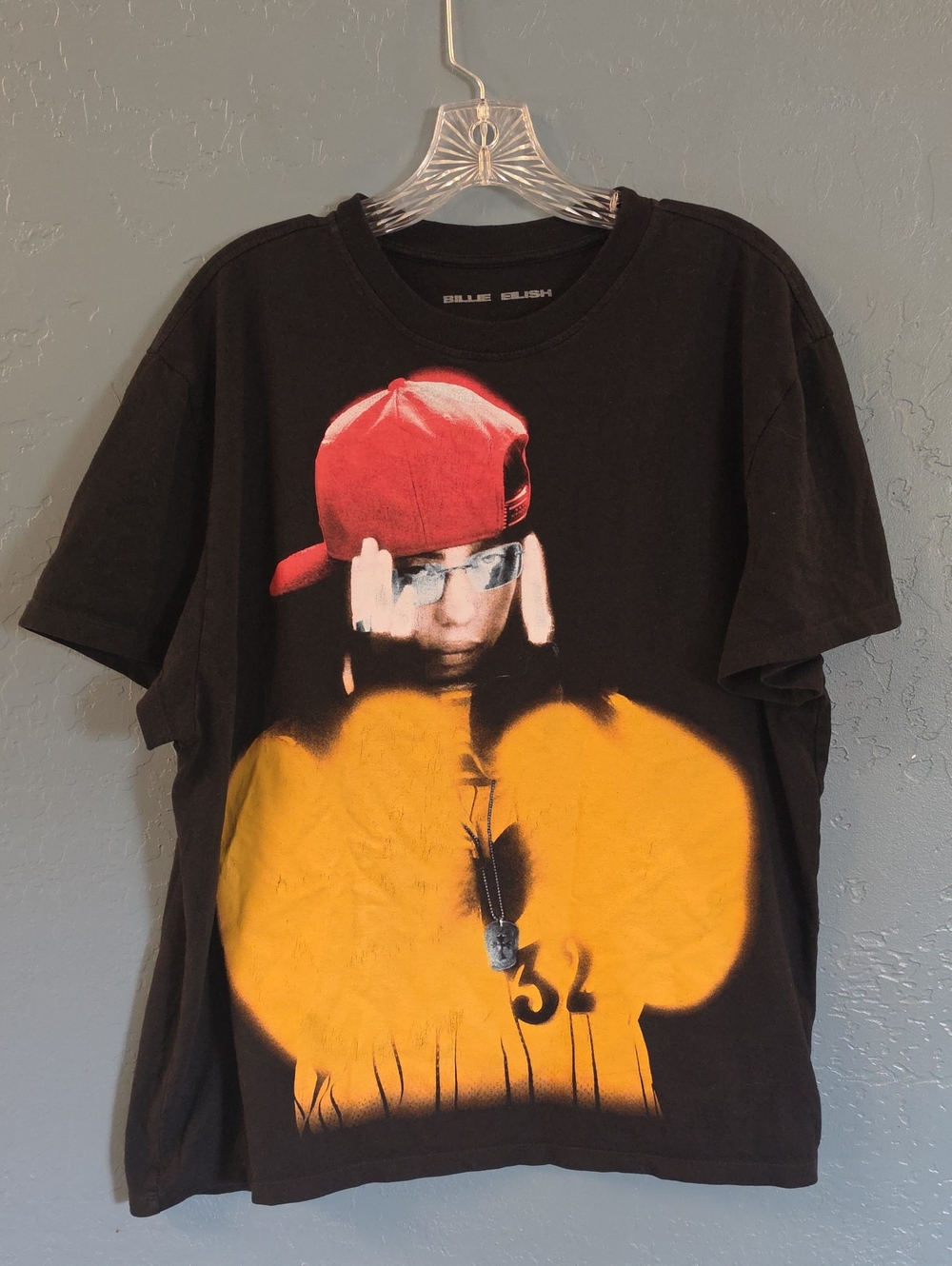Billie Eilish 24 Tour Black Graphic Tee with Red & Yellow Print